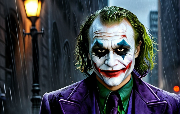 Heath Ledger as the Joker**

"A hauntingly realistic portrait of Heath Ledger as the Joker, embodying pure chaos and anarchy, detailed makeup, menacing grin, dark and gritty Gotham City background, reminiscent of Christopher Nolan's 'The Dark Knight,' Oscar-winning performance, high resolution, cinematic lighting, safe for work, appropriate content, fully clothed, professional."

**